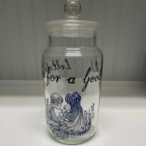 VINTAGE "Lollipops for a Good Child" British Glass Jar with Lid 1960's